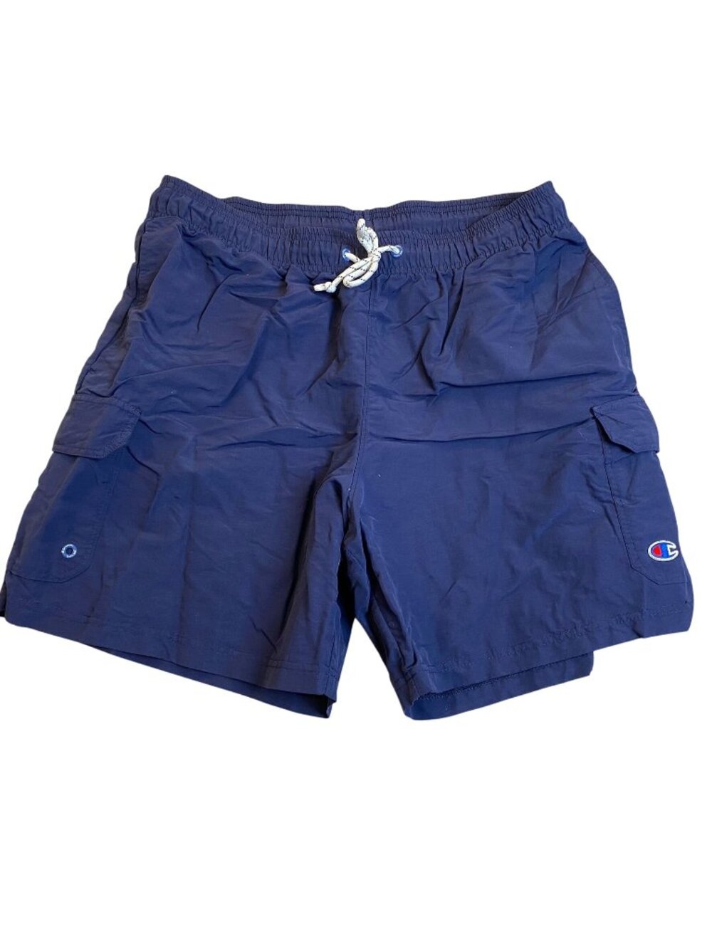Champion Mens Swim Shorts Large Drawstring Waist Navy Blue Cargo Swimwear Casual